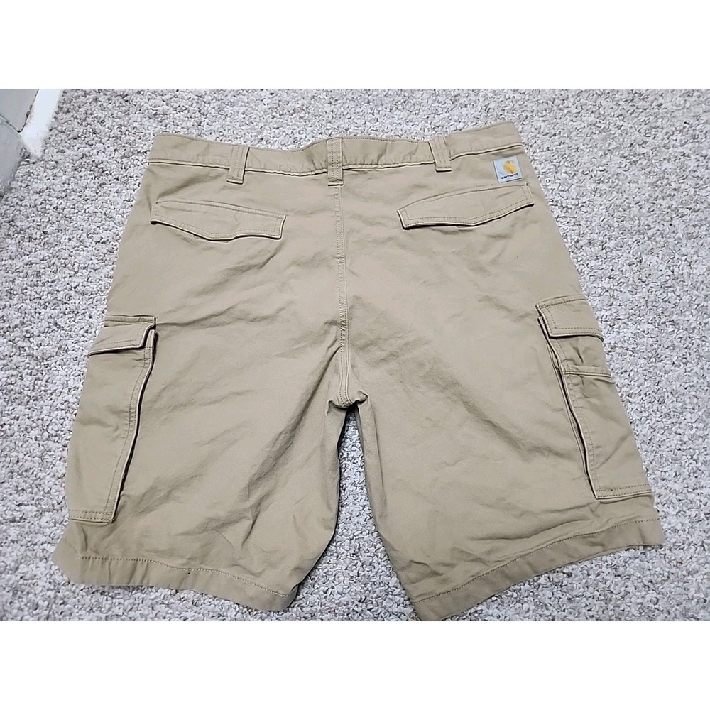 Carhartt Mens 42 Rugged Flex Relaxed Fit Canvas Cargo Work Shorts Tan BS3542-M